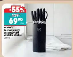 Biedronka Zestaw 5 noży oraz nożyczki MG Home w bloku Marble czarne oferta