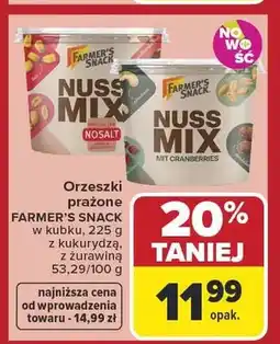 Carrefour Orzeszki prażone z żurawiną Farmer's Snack Nuss Mix oferta