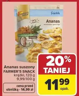 Carrefour Ananas suszony krążki Farmer's Snack oferta