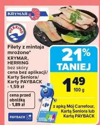Carrefour Filety z mintaja mrożone bez skóry Krymar Herring oferta
