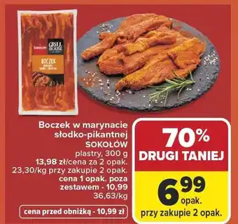 Boczek w marynacie słodko-pikantnej plastry Sokołów Grill House