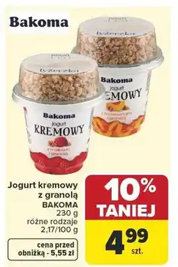 Carrefour Jogurt kremowy z malinami i granolą Bakoma oferta