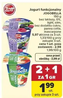 Carrefour Jogurt funkcjonalny Jogobella Zott bez laktozy 0% oferta