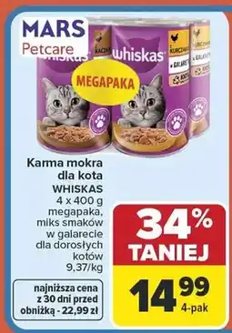 Carrefour Karma mokra dla kota Whiskas megapaka miks smaków w galarecie dla dorosłych kotów oferta