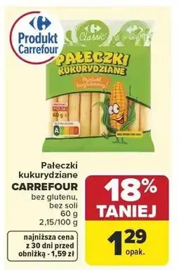 Carrefour Pałeczki kukurydziane Carrefour Classic bez glutenu bez soli oferta