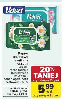 Carrefour Papier toaletowy nawilżany Velvet Camomile & Aloe Vera oferta