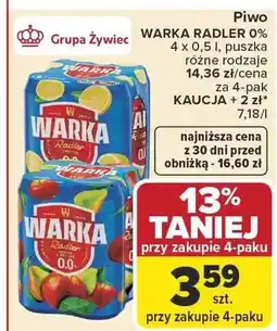 Carrefour Piwo bezalkoholowe Warka Radler 0% oferta