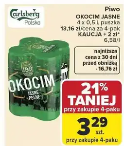 Carrefour Piwo Okocim Jasne Pełne puszka oferta