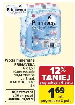 Carrefour Woda źródlana Primavera niegazowana oferta