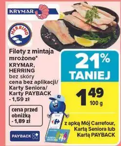Carrefour Filety z mintaja mrożone KRYMAR, HERRING bez skóry oferta
