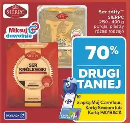 Carrefour Ser żółty SIERPC 250 - 400 g porcja, plastry różne rodzaje oferta