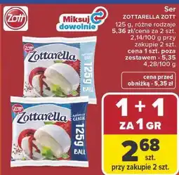 Carrefour Ser ZOTTARELLA ZOTT 125 g, różne rodzaje oferta