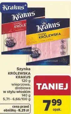 Carrefour Szynka KRÓLEWSKA KRAKUS 120 g, 140 g oferta