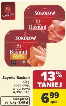 Carrefour Szynka Basiuni SOKOŁÓW 140 g drobiowa, wieprzowa oferta