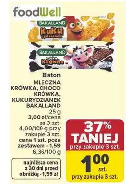 Carrefour Baton MLECZNA KRÓWKA, CHOCO KRÓWKA, KUKURYDZIANEK BAKALLAND oferta