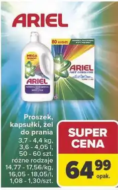 Carrefour Proszek, kapsułki, żel do prania ARIEL oferta