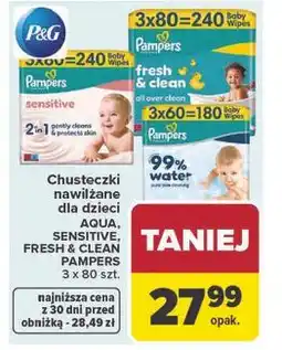 Carrefour Chusteczki nawilżane dla dzieci AQUA, SENSITIVE, FRESH & CLEAN PAMPERS oferta