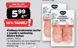 Netto Kiełbasa krakowska sucha z szynki z wołowiną Mistrz Rohus plastry oferta
