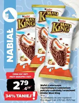 Netto Wafel z mlecznym i karmelowym nadzieniem pokryty czekoladą i orzechami Kinder Maxi King oferta