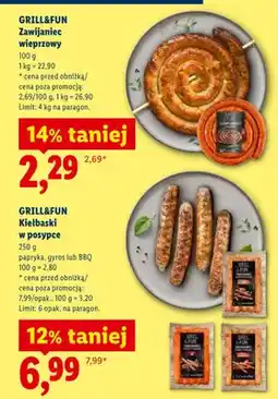 Lidl Kiełbaski w posypce BBQ Grill&Fun oferta