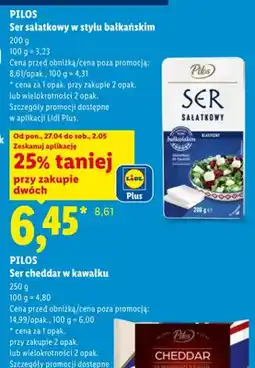 Lidl Ser cheddar w kawałku Pilos oferta