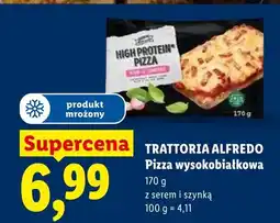 Lidl Pizza wysokobiałkowa z serem i szynką Trattoria Alfredo mrożona oferta