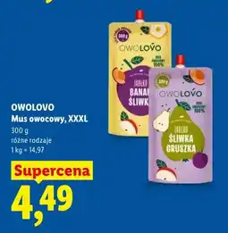 Lidl Mus owocowy jabłko śliwka gruszka Owolovo XXXL oferta