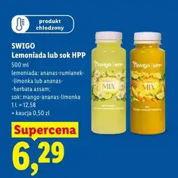 Lidl Sok HPP mango-ananas-limonka Swigo produkt chłodzony oferta