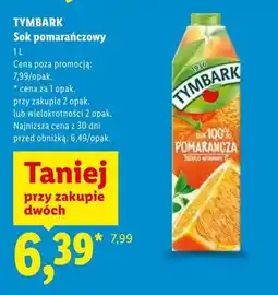 Lidl Sok pomarańczowy Tymbark oferta