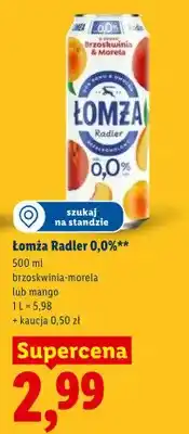 Lidl Piwo bezalkoholowe Łomża Radler 0,0% brzoskwinia-morela oferta