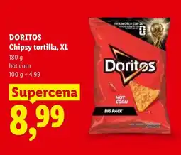 Lidl Chipsy tortilla XL hot corn Doritos Big Pack oferta
