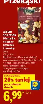 Lidl Mieszanka orzechów nerkowca i żurawiny Alesto Selection oferta