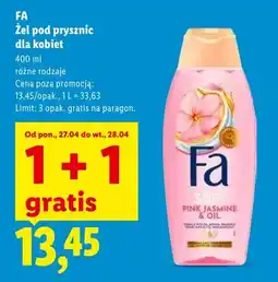 Lidl Żel pod prysznic dla kobiet Fa Pink Jasmine & Oil oferta