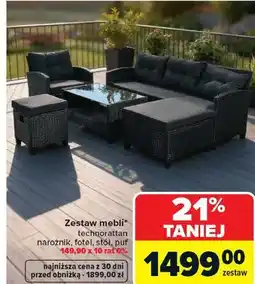 Carrefour Zestaw mebli* technorattan narożnik, fotel, stół, puf oferta