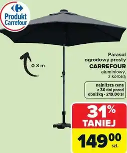 Carrefour Parasol ogrodowy prosty CARREFOUR aluminiowy, z korbką oferta