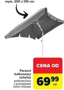 Carrefour Parasol balkonowy uchylny poliesterowy z przegubem różne rodzaje oferta