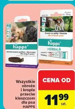 Carrefour Wszystkie obroże i krople przeciw kleszczom dla psa HAPPS oferta