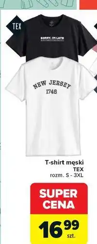 Carrefour T-shirt męski z nadrukiem s-3xl Tex oferta