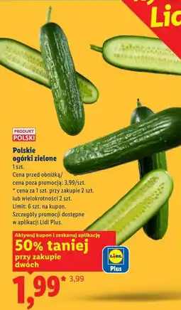 Lidl Polskie ogórki zielone 1szt oferta