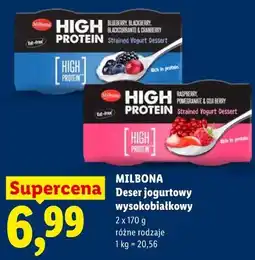 Lidl MILBONA Deser jogurtowy wysokobiałkowy 2 x 170 g różne rodzaje oferta