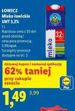 Lidl Mleko łowickie UHT 3,2% oferta