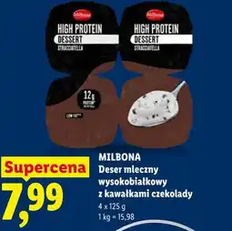 Lidl MILBONA Deser mleczny wysokobiałkowy z kawałkami czekolady oferta