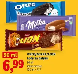Lidl Lody na patyku OREO/MILKA/LION oferta