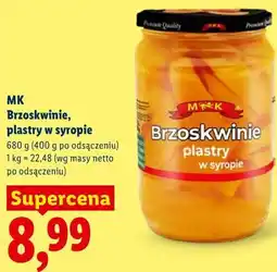 Lidl MK Brzoskwinie, plastry w syropie oferta
