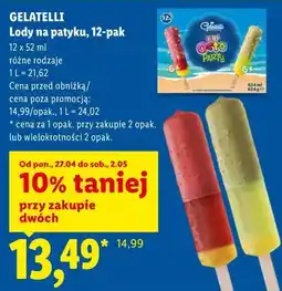 Lidl Lody na patyku, 12-pak GELATELLI oferta