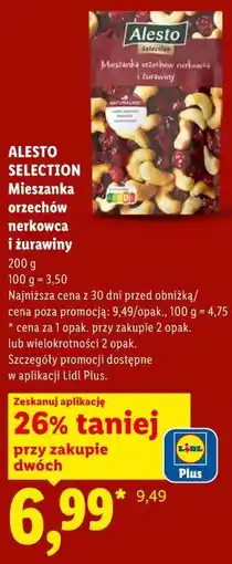 Lidl ALESTO SELECTION Mieszanka orzechów nerkowca i żurawiny oferta