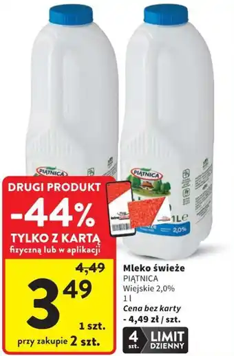 Mleko świeże PIĄTNICA Wiejskie 2,0%
