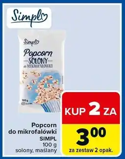 Carrefour Express Popcorn do mikrofalówki Simpl solony oferta