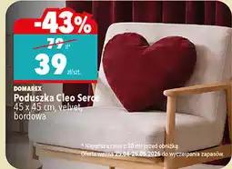 Biedronka Poduszka Cleo Serce DOMAREX 45 x 45 cm, velvet, bordowa oferta