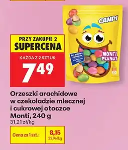 Biedronka Orzeszki arachidowe w czekoladzie mlecznej i cukrowej otoczce Candi Monti oferta